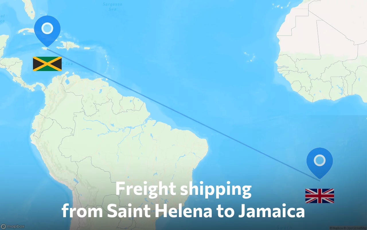 Shipping route from Saint Helena to Jamaica