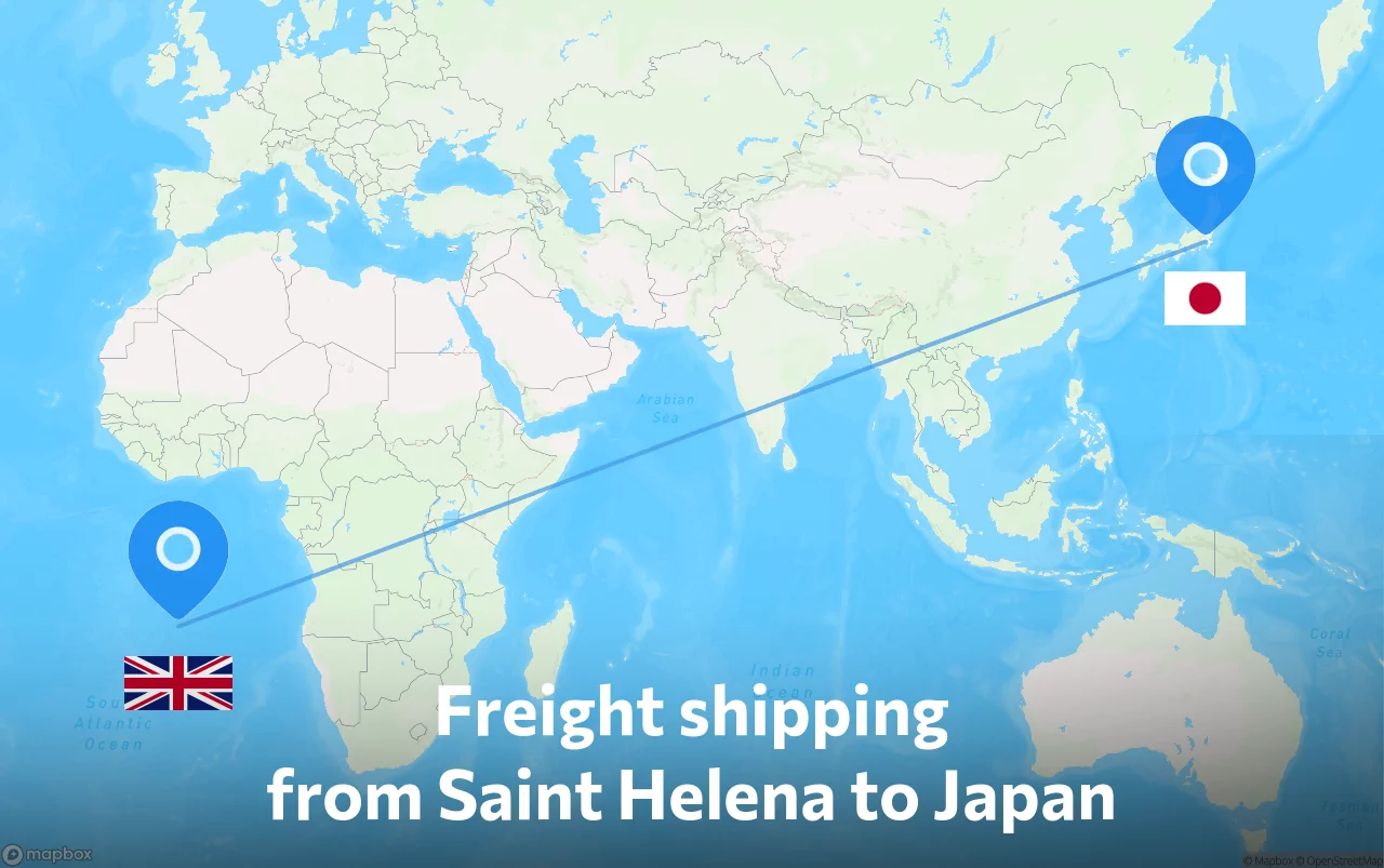 Shipping route from Saint Helena to Japan