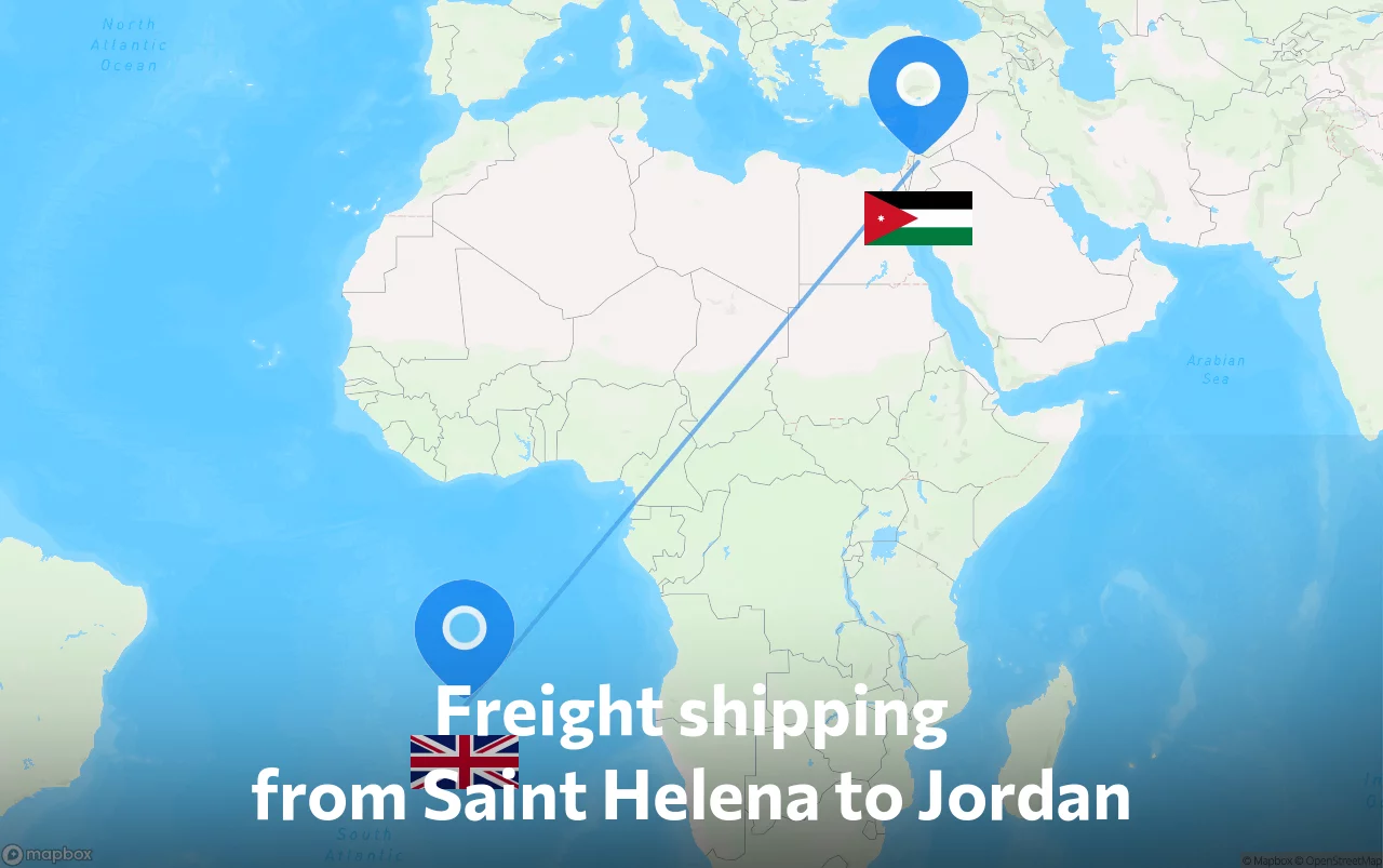 Shipping route from Saint Helena to Jordan