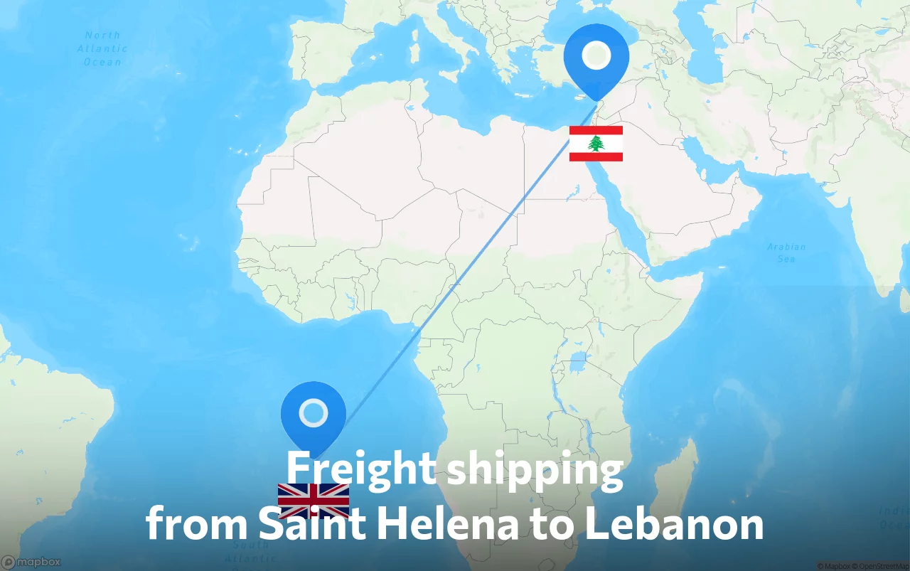 Shipping route from Saint Helena to Lebanon
