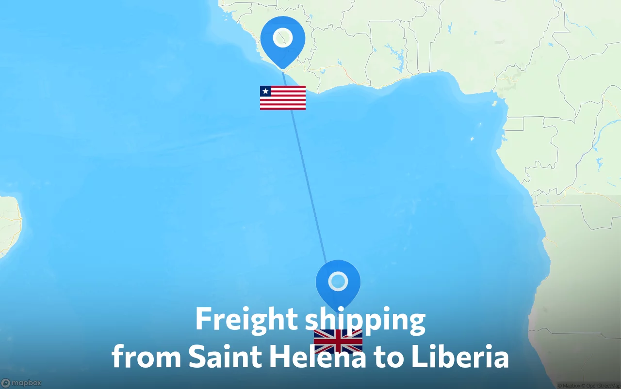 Shipping route from Saint Helena to Liberia