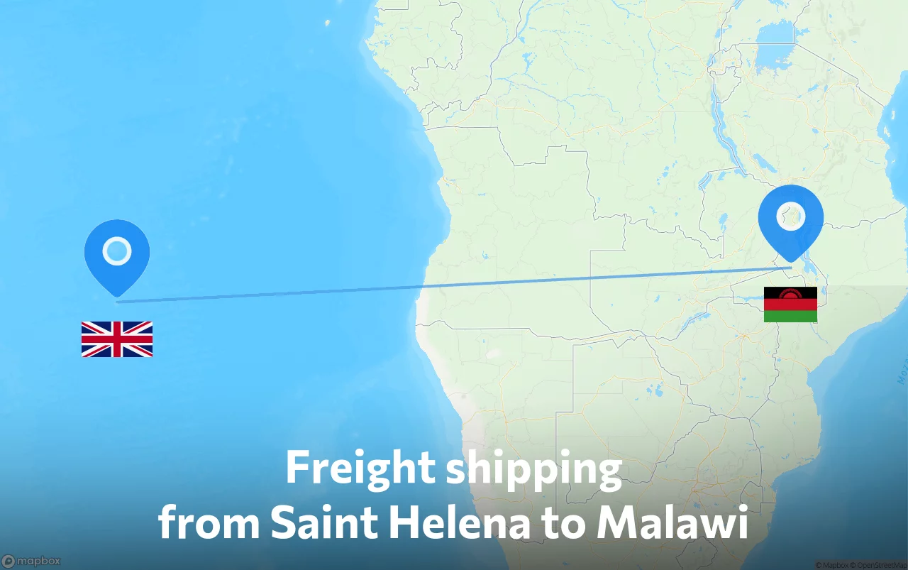 Shipping route from Saint Helena to Malawi