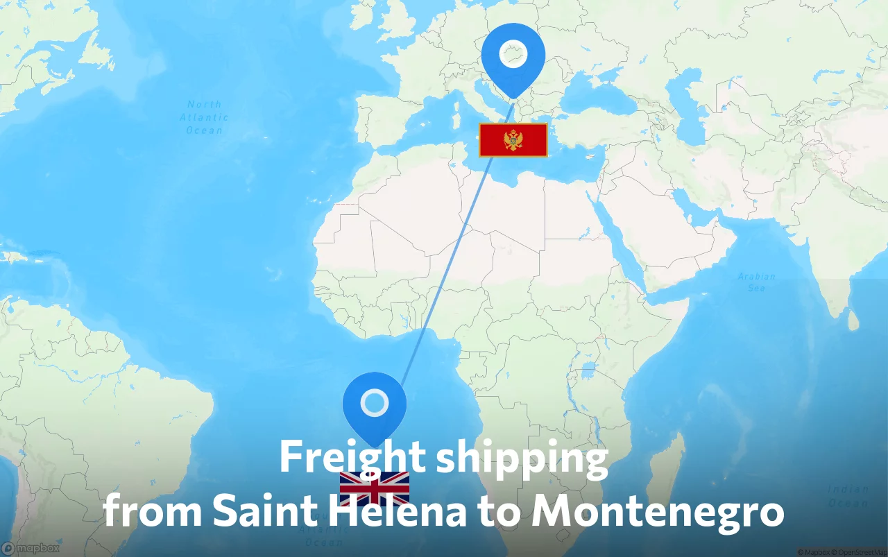 Shipping route from Saint Helena to Montenegro