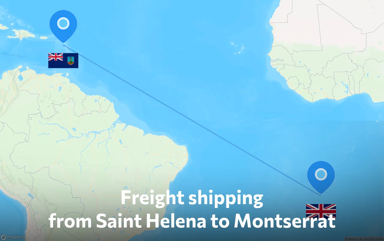 Shipping route from Saint Helena to Montserrat