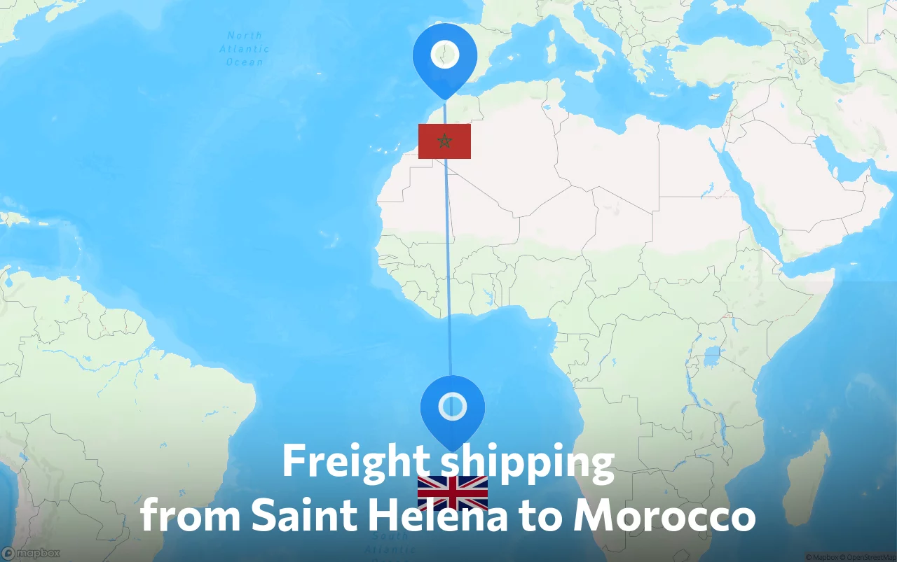 Shipping route from Saint Helena to Morocco