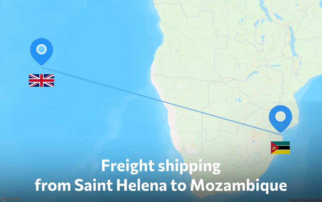 Shipping route from Saint Helena to Mozambique