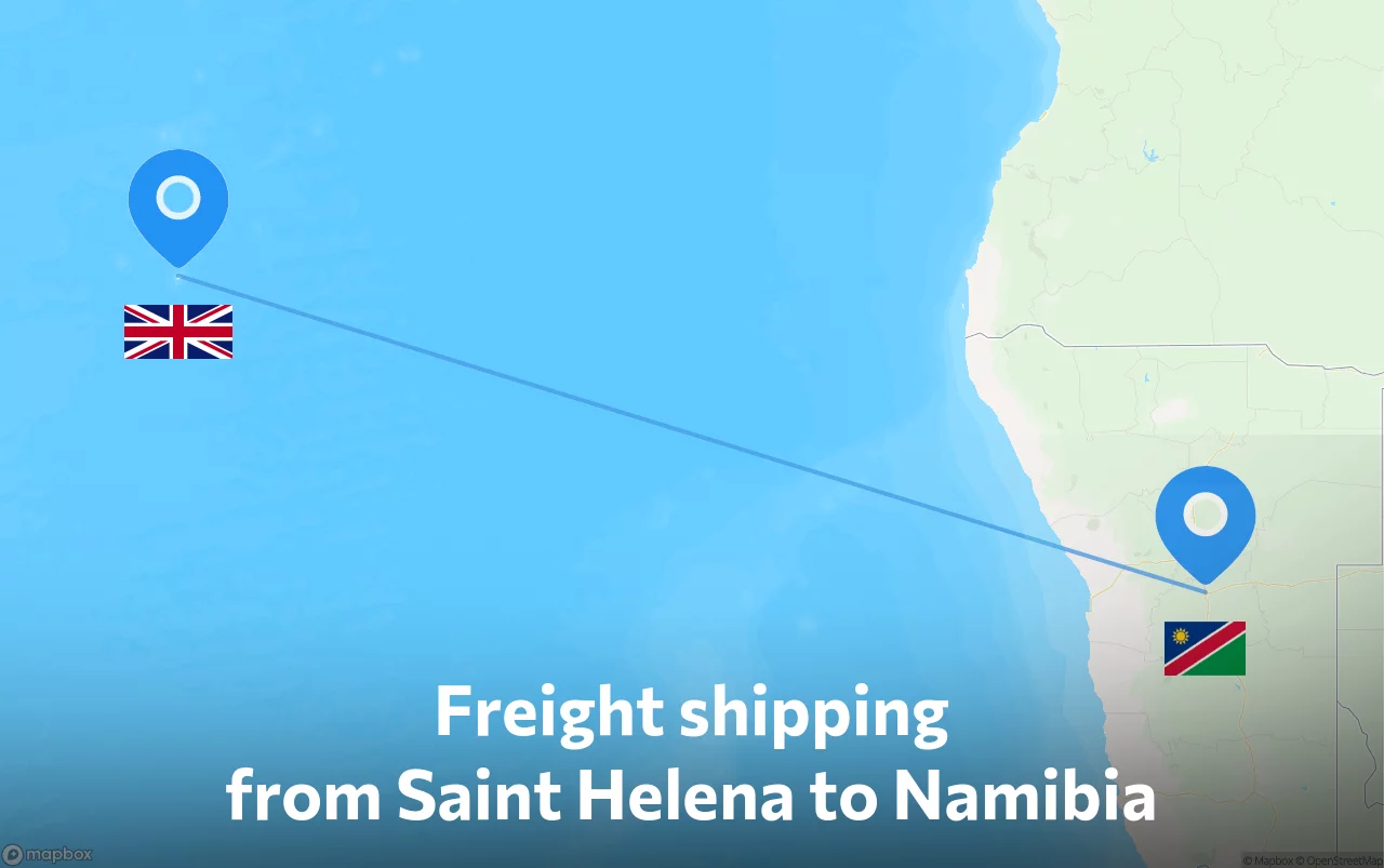 Shipping route from Saint Helena to Namibia