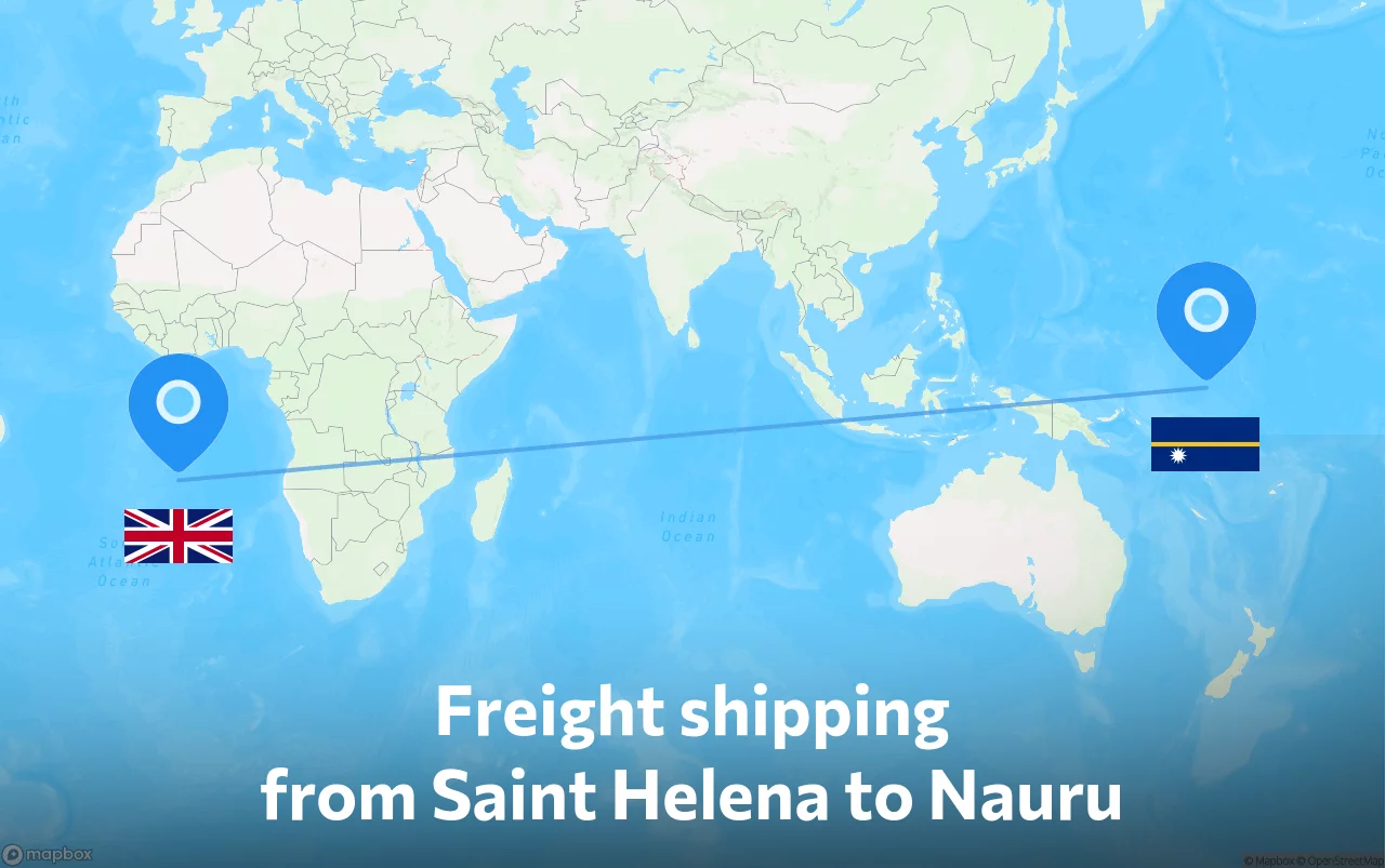Shipping route from Saint Helena to Nauru