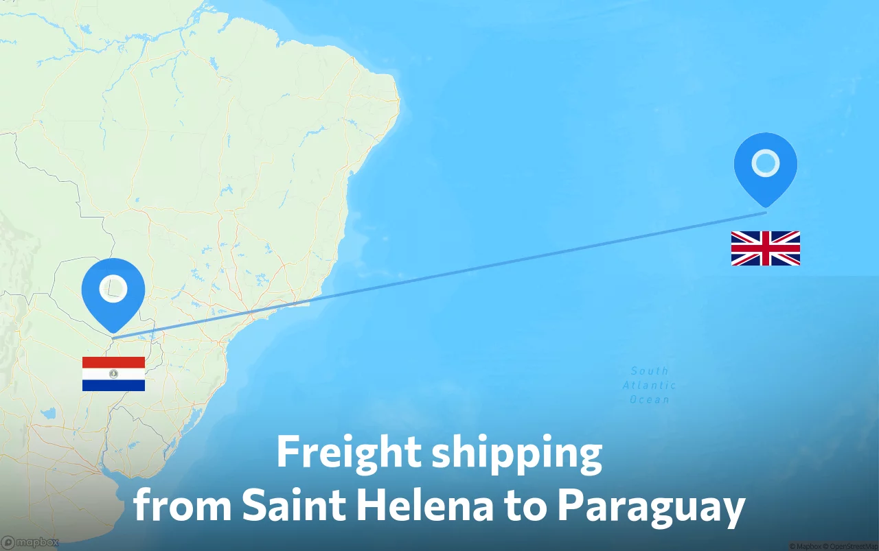 Shipping route from Saint Helena to Paraguay