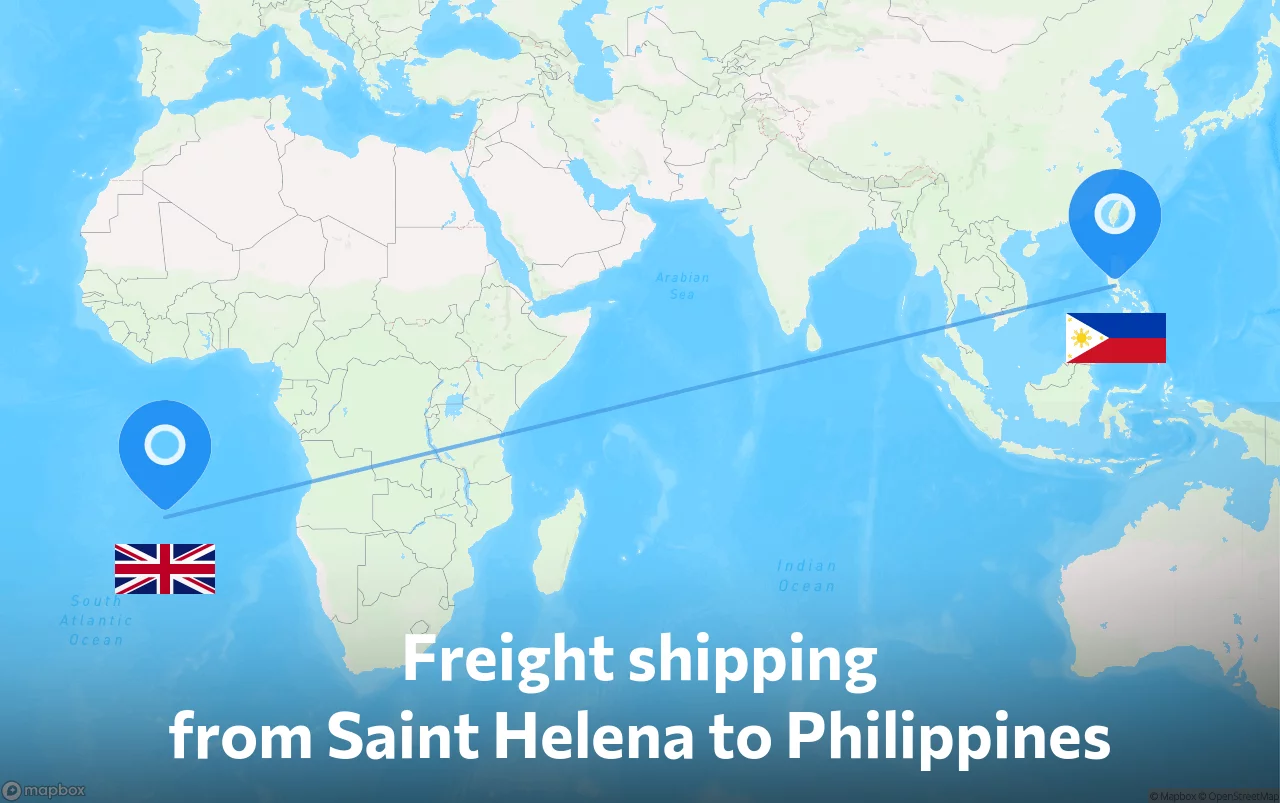 Shipping route from Saint Helena to Philippines