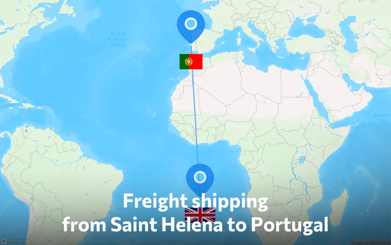 Shipping route from Saint Helena to Portugal