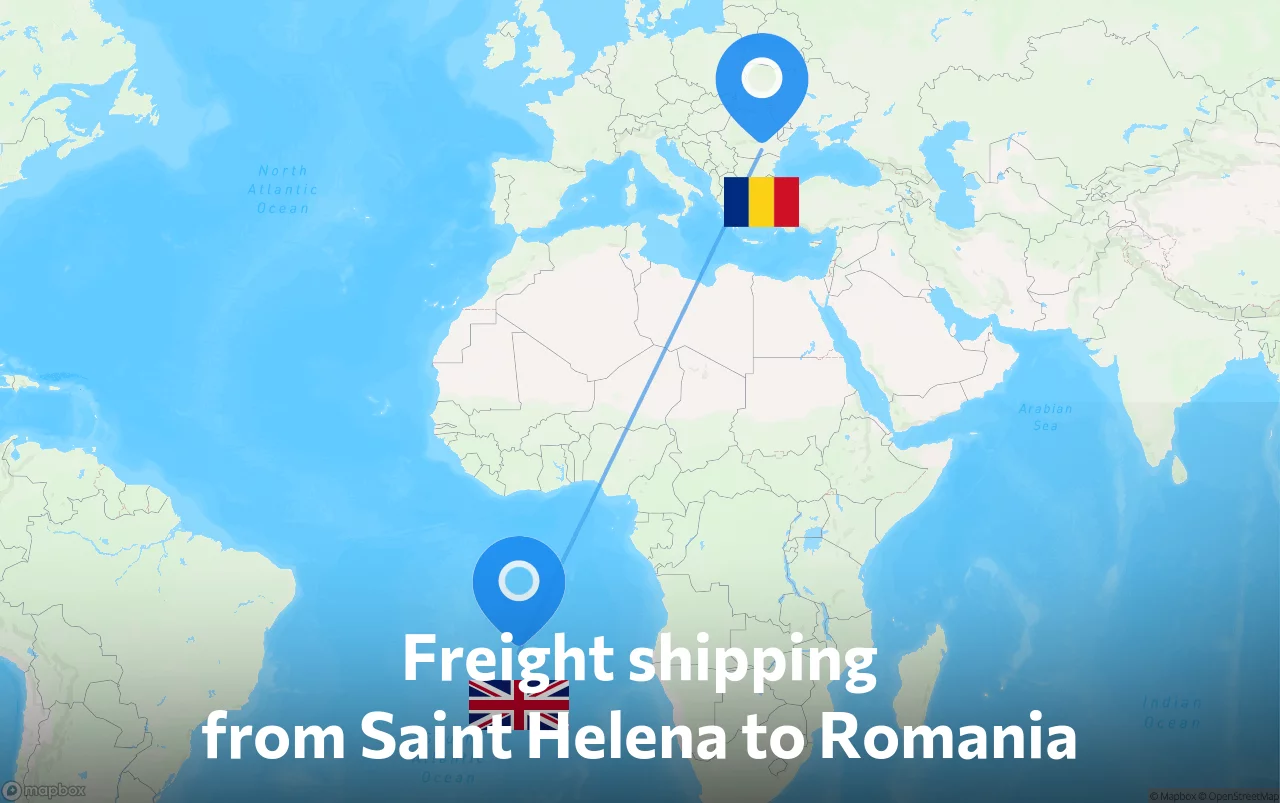 Shipping route from Saint Helena to Romania