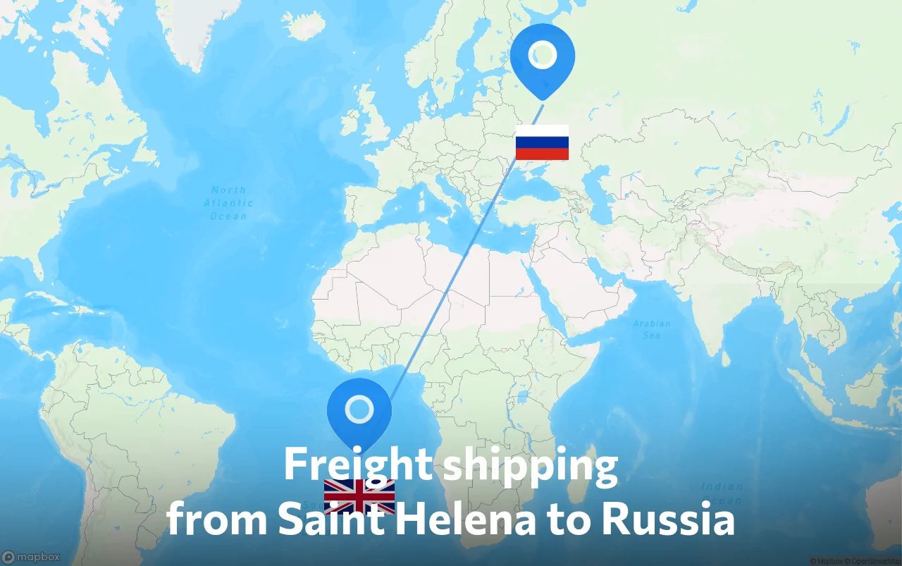 Shipping route from Saint Helena to Russia