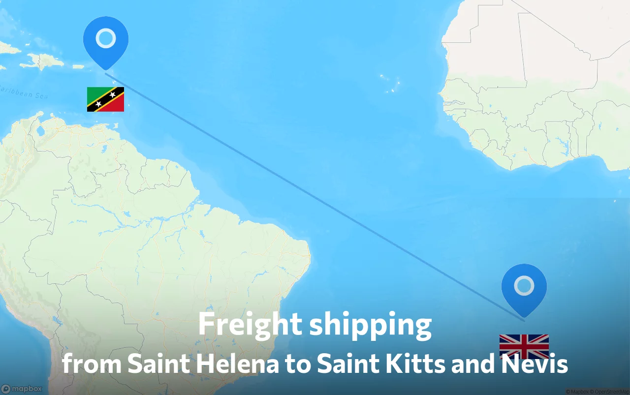 Shipping route from Saint Helena to Saint Kitts and Nevis
