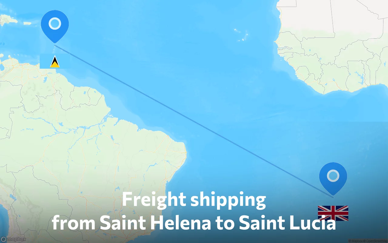 Shipping route from Saint Helena to Saint Lucia