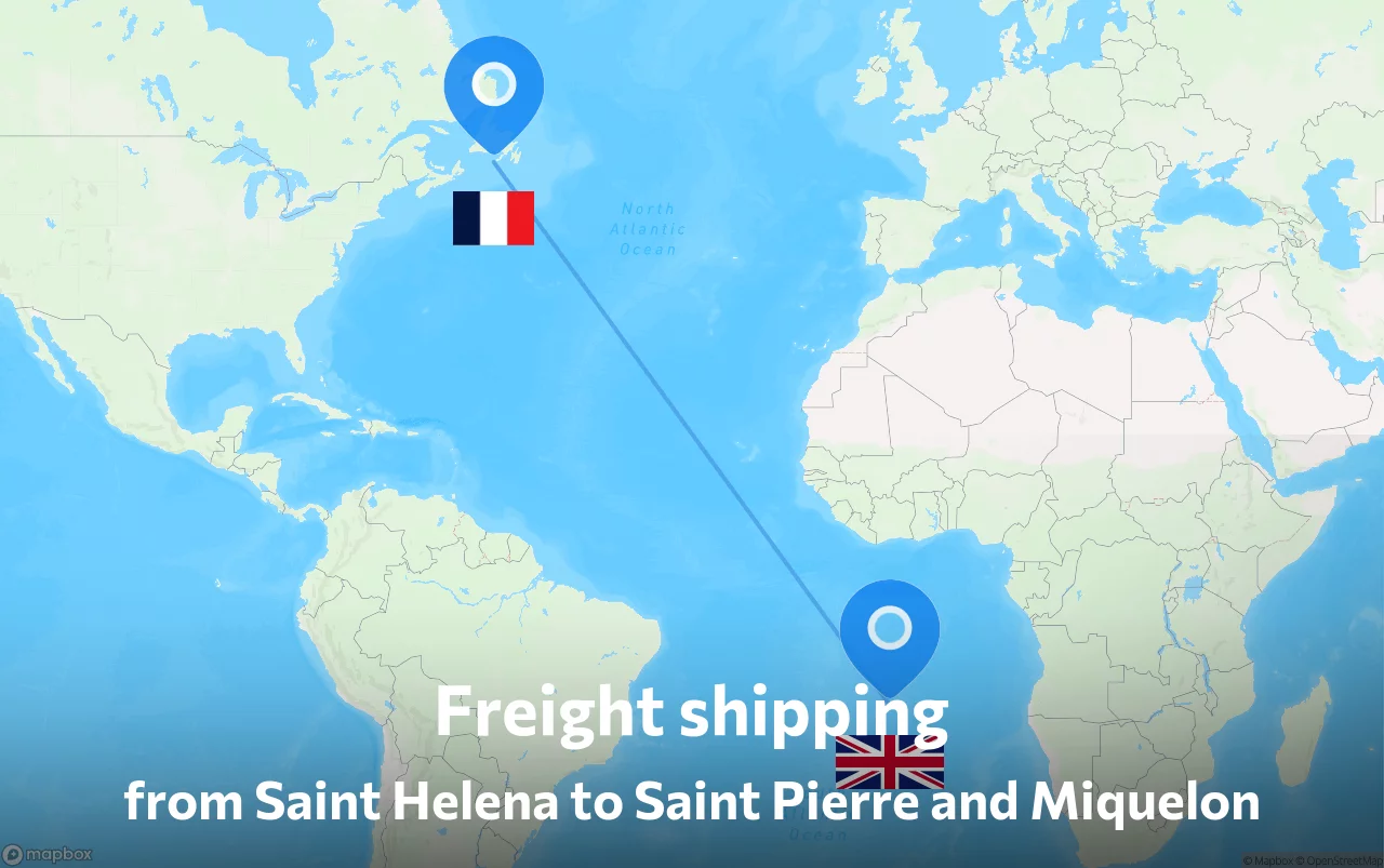 Shipping route from Saint Helena to Saint Pierre and Miquelon