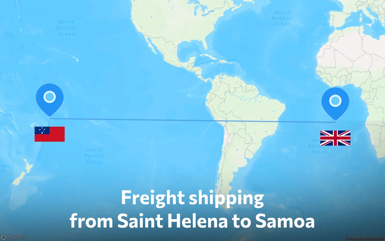 Shipping route from Saint Helena to Samoa