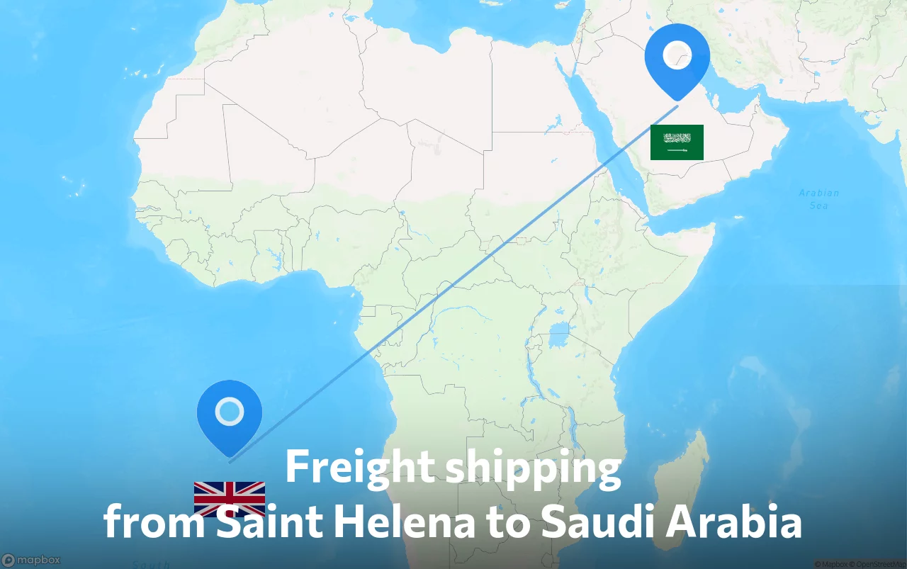 Shipping route from Saint Helena to Saudi Arabia