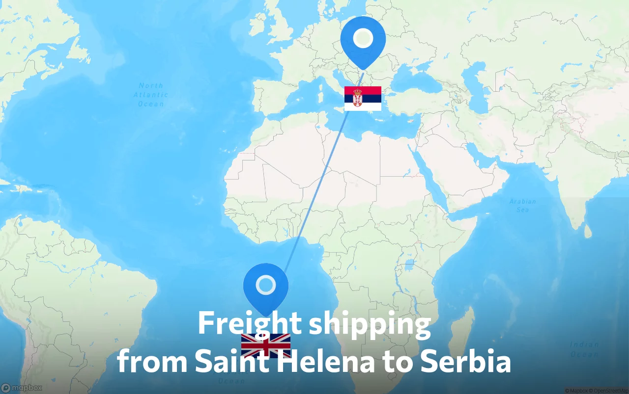Shipping route from Saint Helena to Serbia