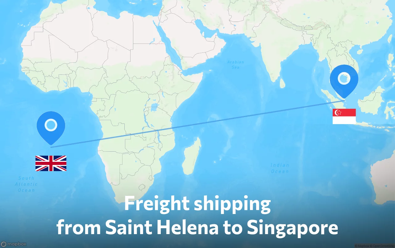 Shipping route from Saint Helena to Singapore