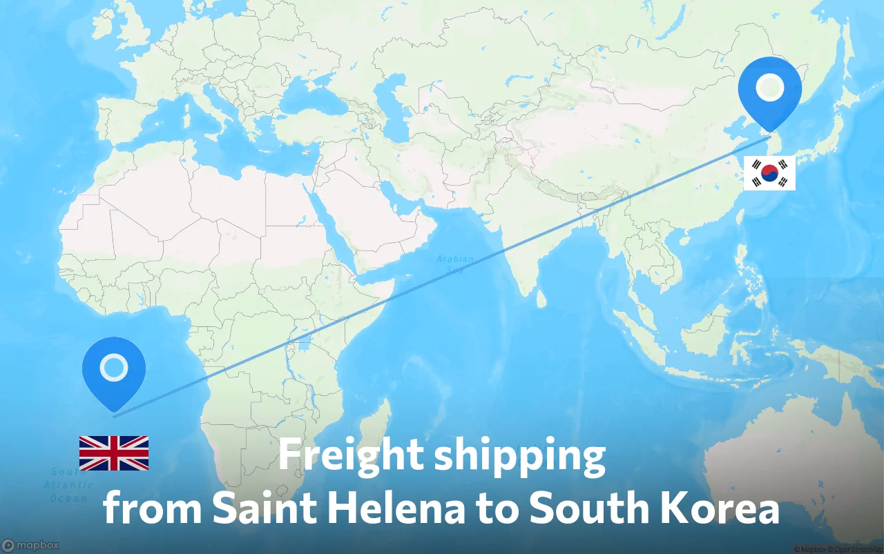 Shipping route from Saint Helena to South Korea