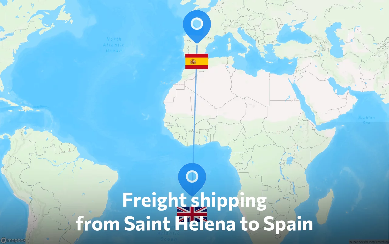 Shipping route from Saint Helena to Spain