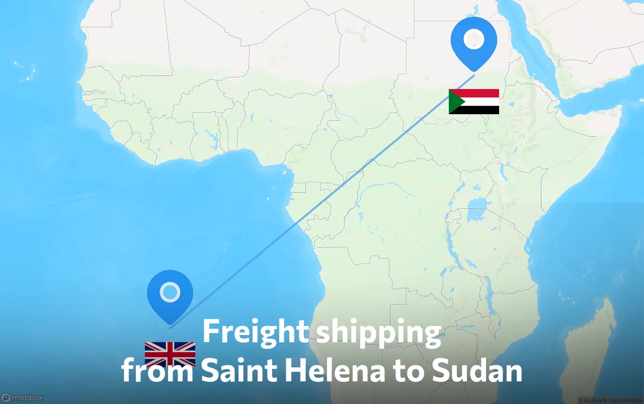 Shipping route from Saint Helena to Sudan