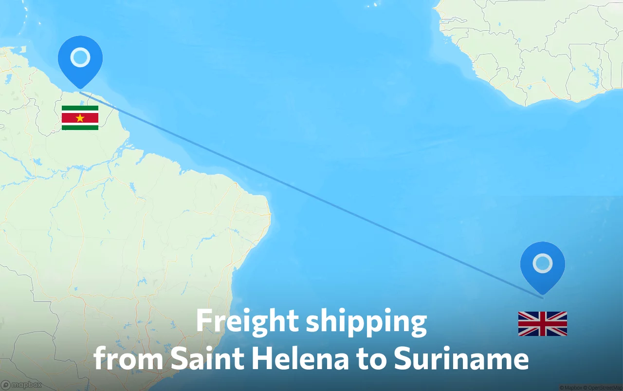 Shipping route from Saint Helena to Suriname