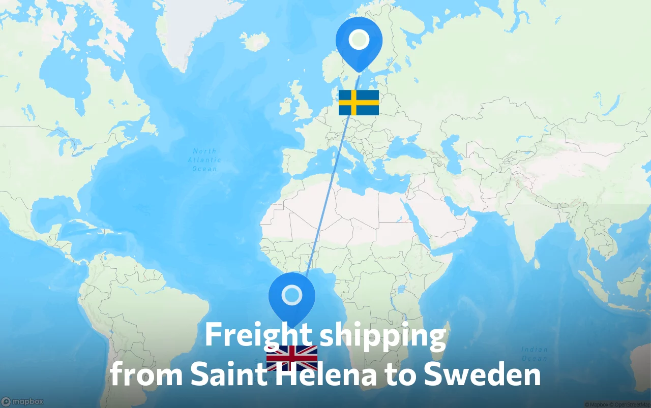 Shipping route from Saint Helena to Sweden