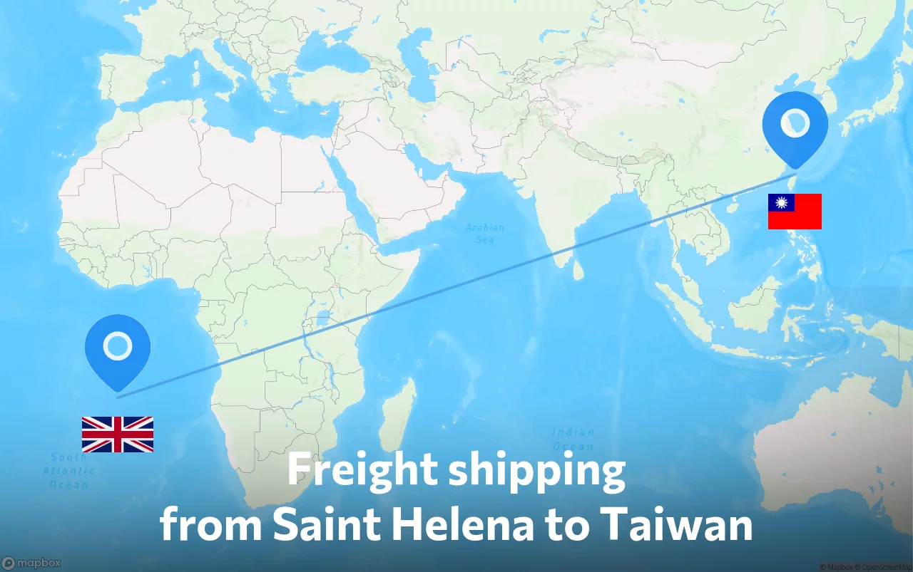 Shipping route from Saint Helena to Taiwan