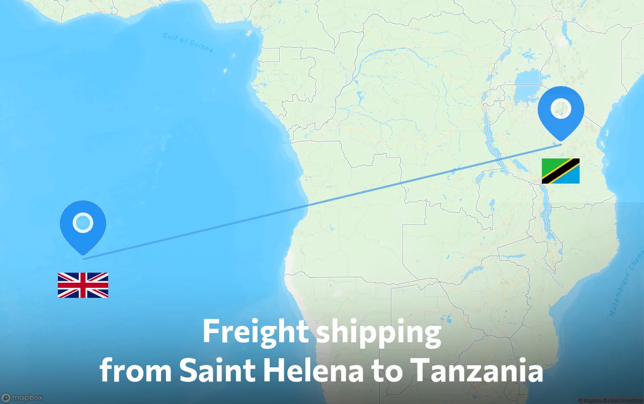 Shipping route from Saint Helena to Tanzania