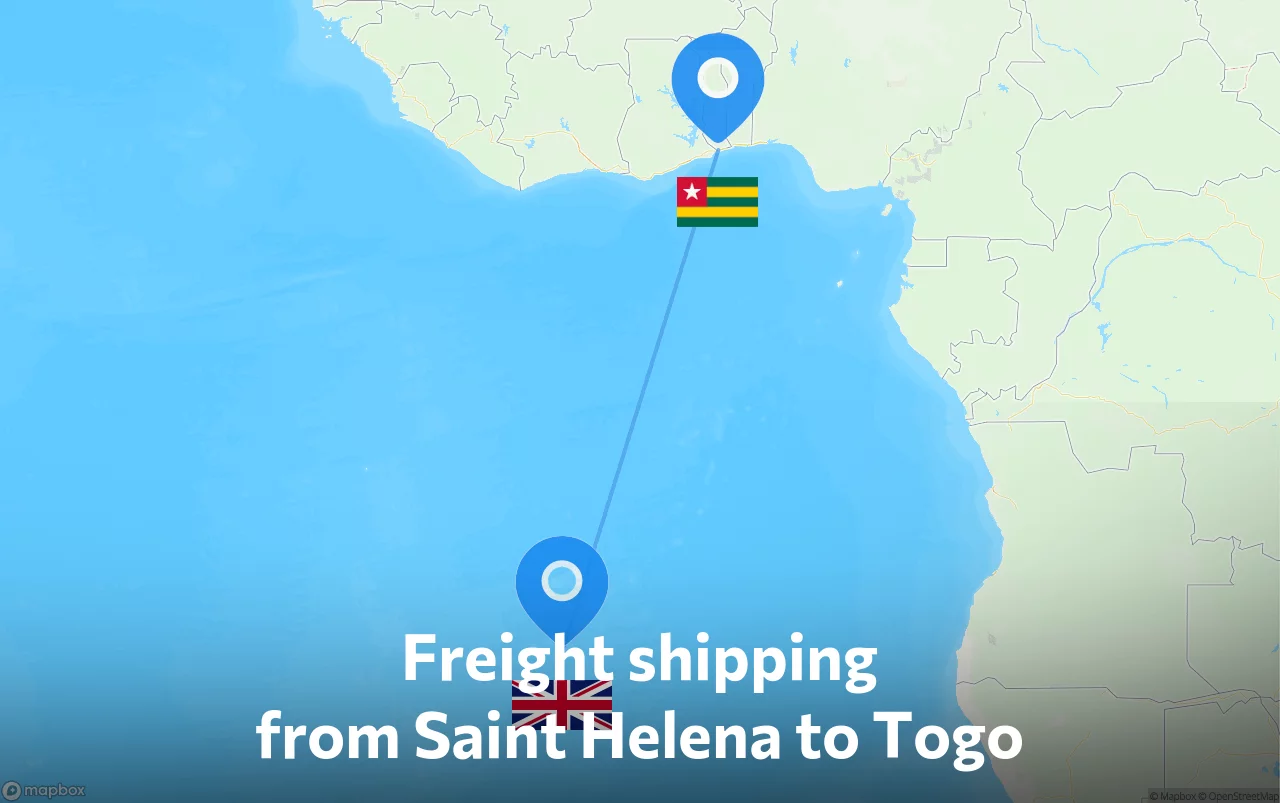 Shipping route from Saint Helena to Togo