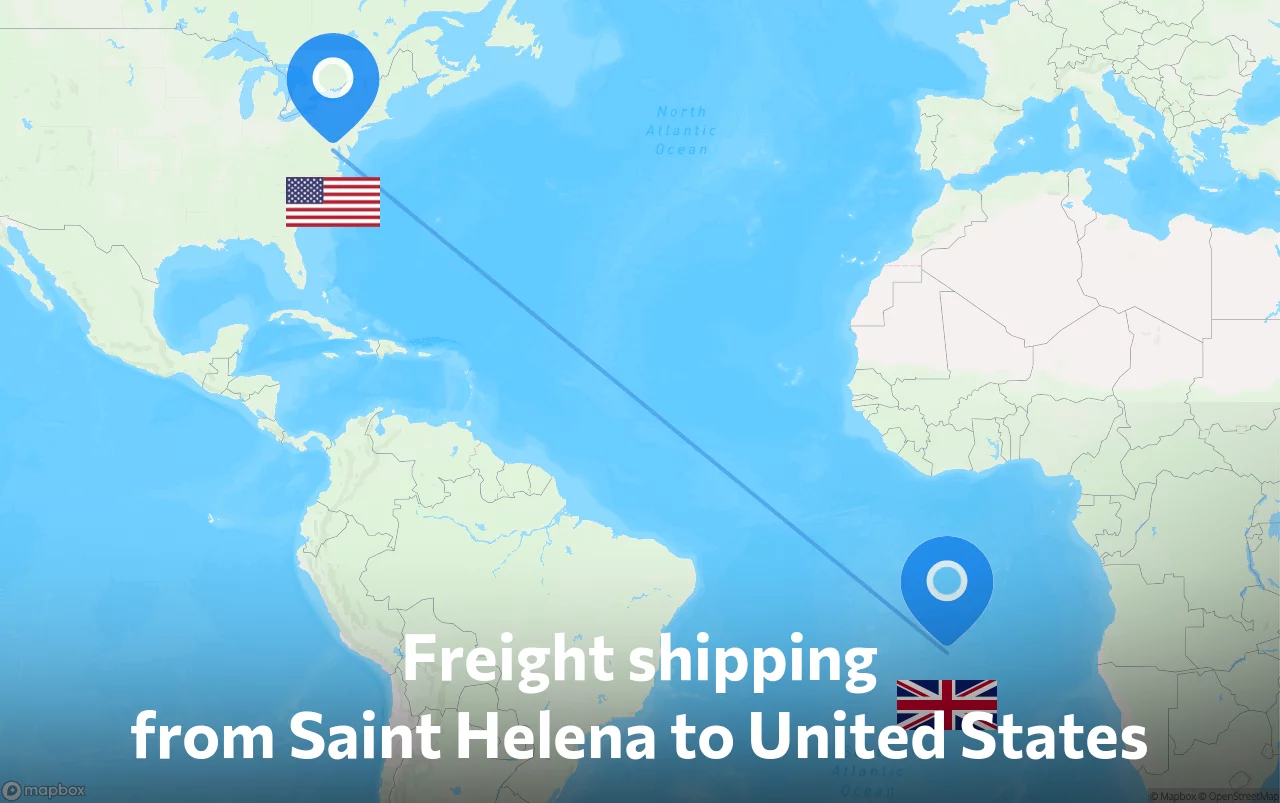 Shipping route from Saint Helena to United States