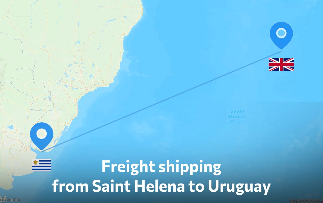 Shipping route from Saint Helena to Uruguay