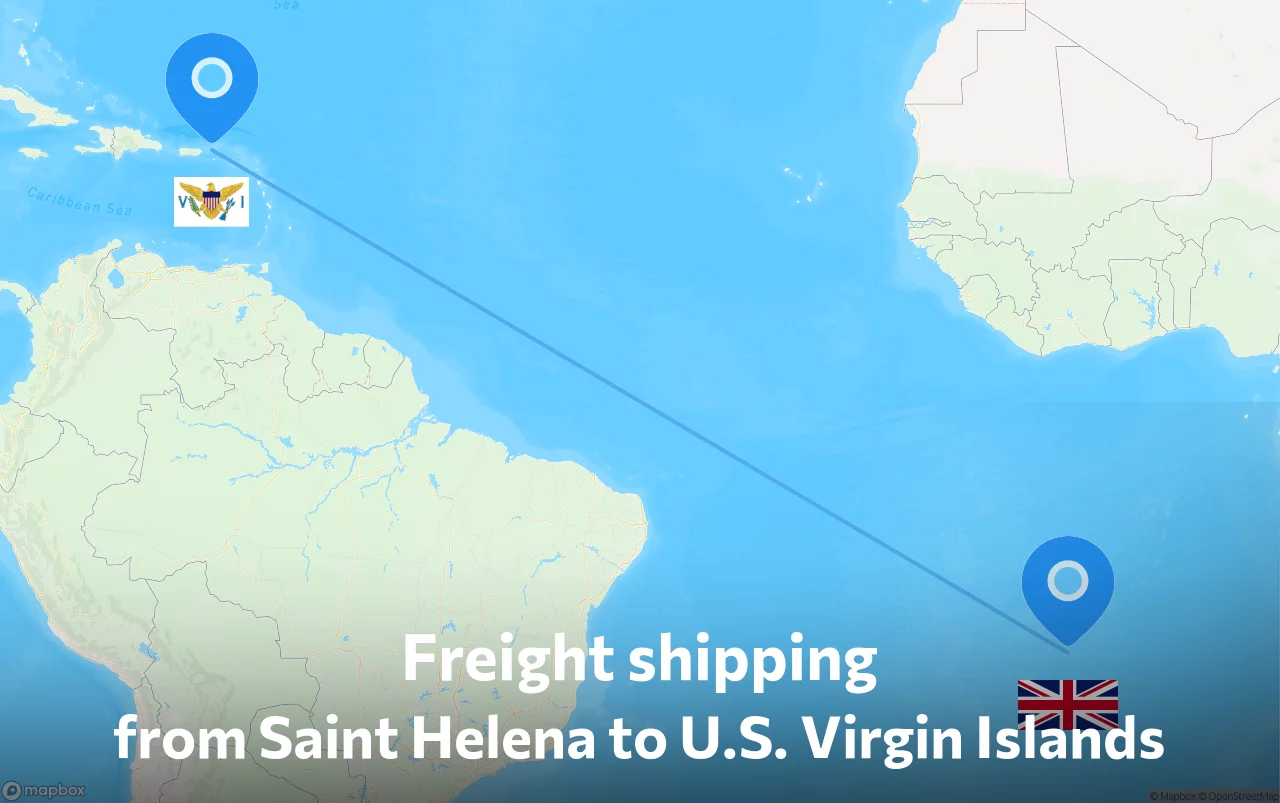 Shipping route from Saint Helena to U.S. Virgin Islands