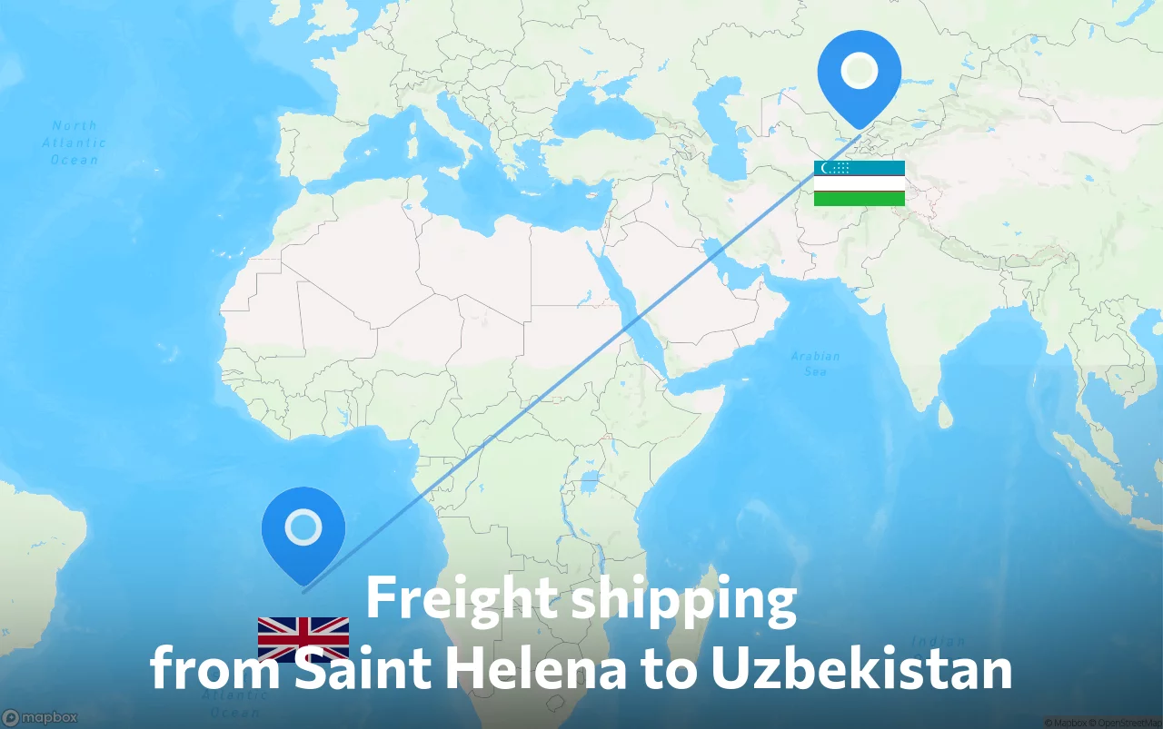 Shipping route from Saint Helena to Uzbekistan