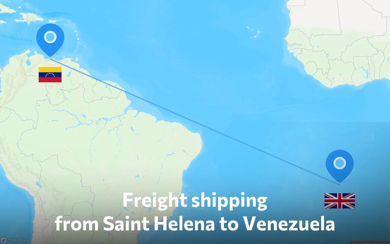 Shipping route from Saint Helena to Venezuela