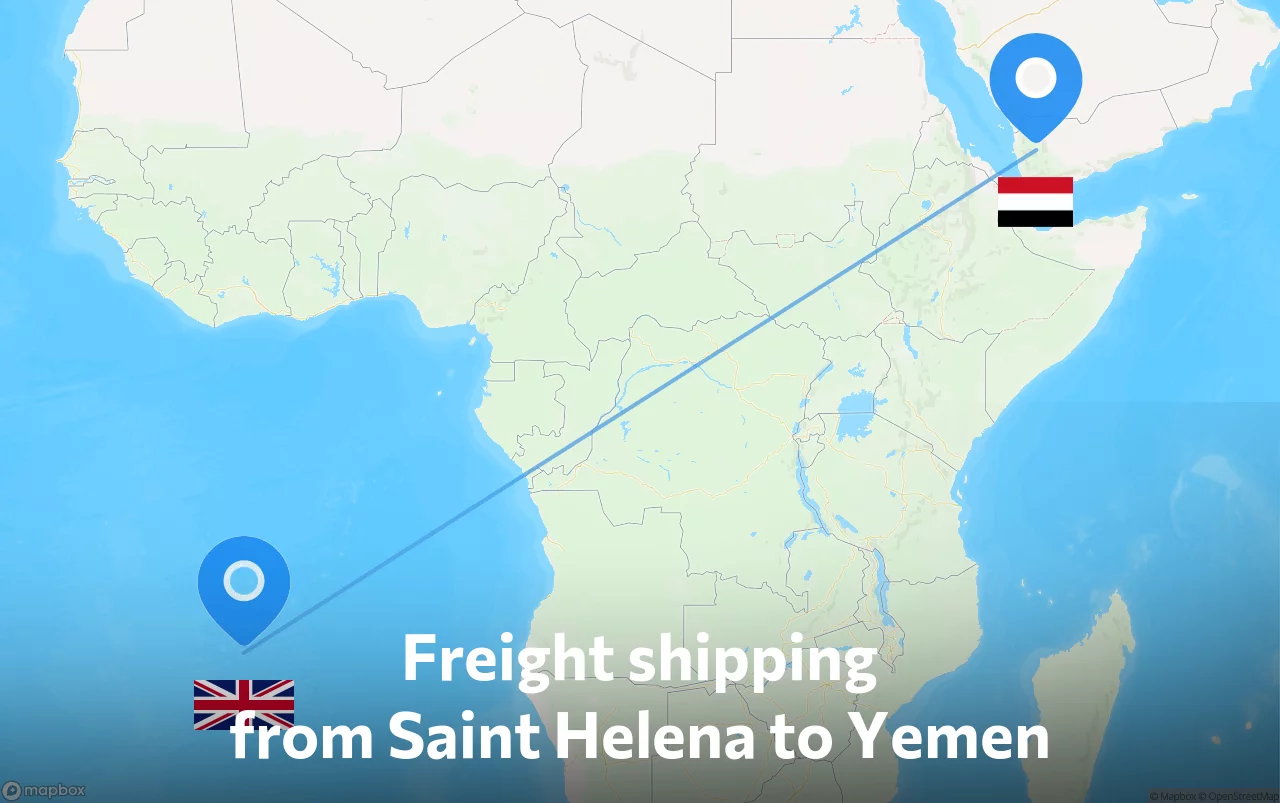 Shipping route from Saint Helena to Yemen