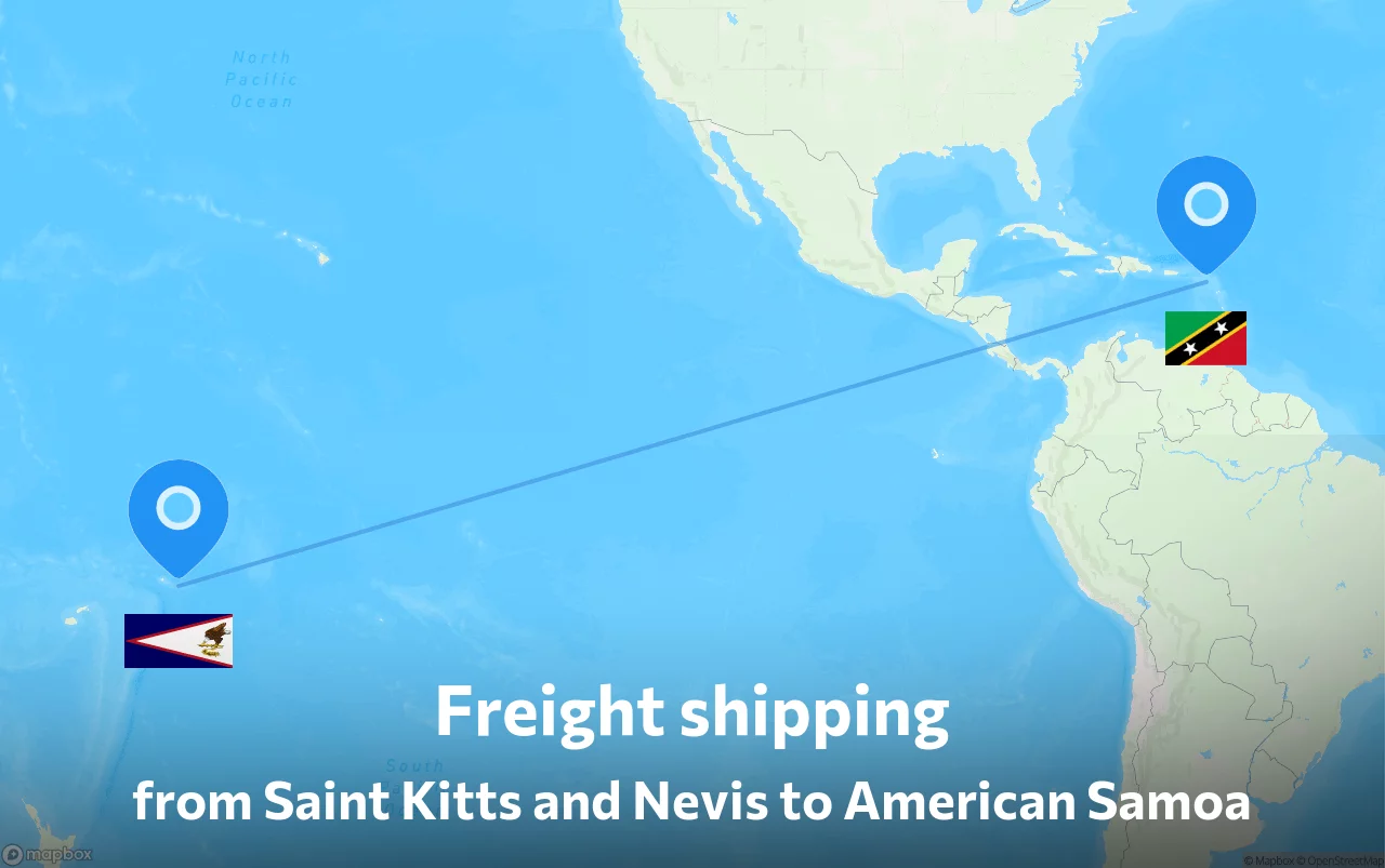 Shipping route from Saint Kitts and Nevis to American Samoa