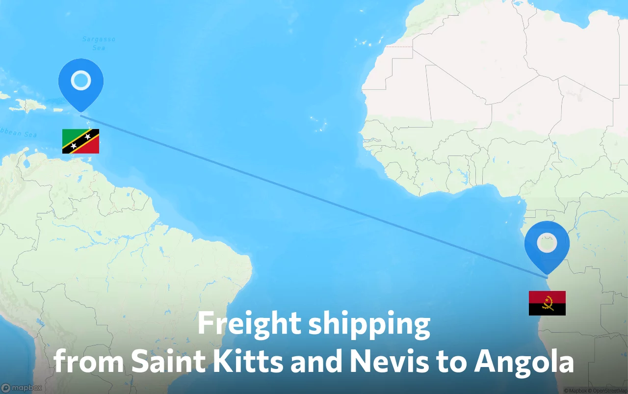 Shipping route from Saint Kitts and Nevis to Angola