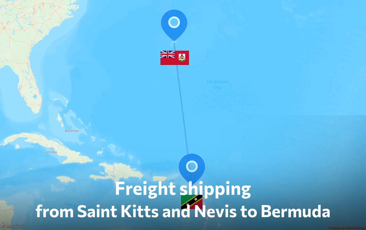 Shipping route from Saint Kitts and Nevis to Bermuda