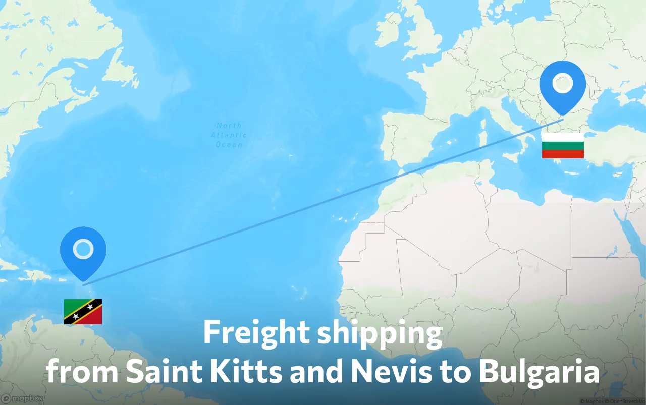 Shipping route from Saint Kitts and Nevis to Bulgaria