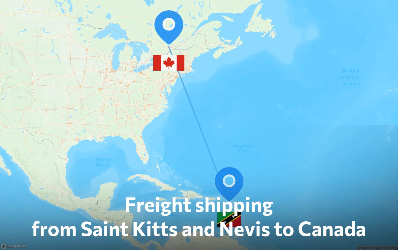 Shipping route from Saint Kitts and Nevis to Canada