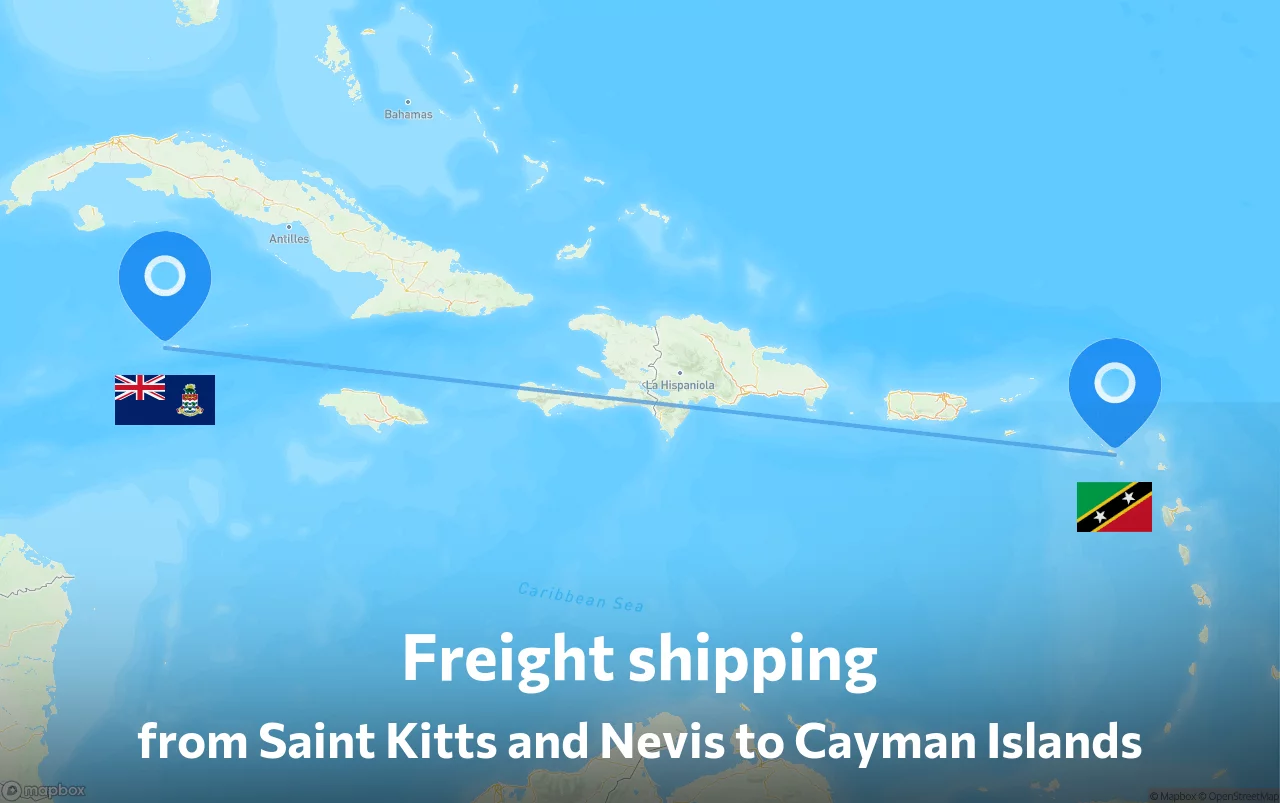 Shipping route from Saint Kitts and Nevis to Cayman Islands