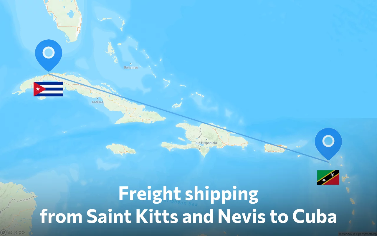 Shipping route from Saint Kitts and Nevis to Cuba