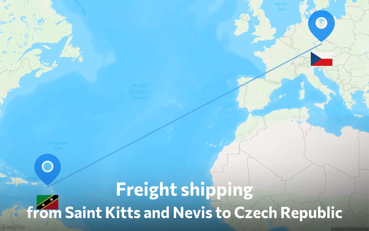 Shipping route from Saint Kitts and Nevis to Czech Republic