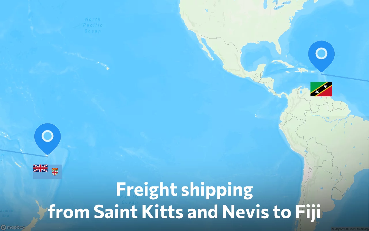 Shipping route from Saint Kitts and Nevis to Fiji
