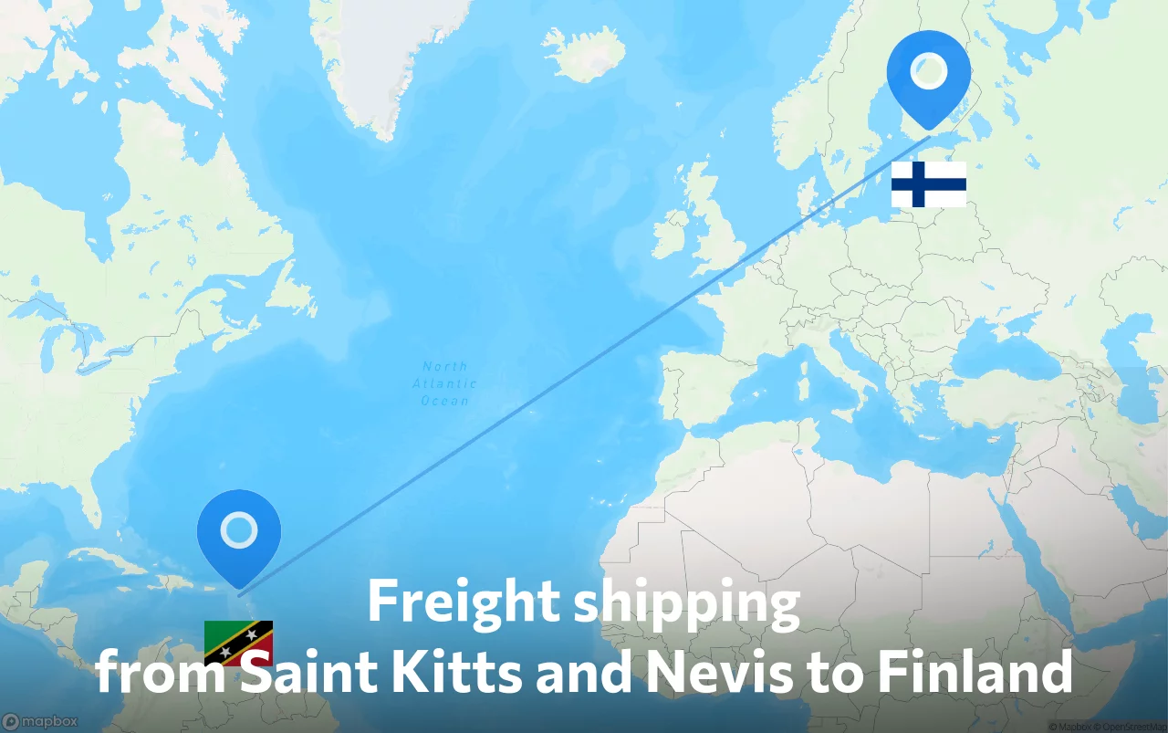 Shipping route from Saint Kitts and Nevis to Finland