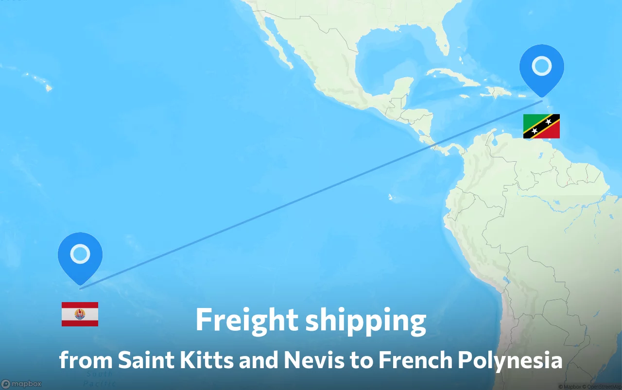 Shipping route from Saint Kitts and Nevis to French Polynesia