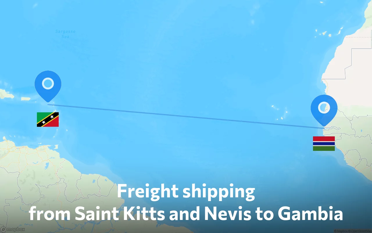 Shipping route from Saint Kitts and Nevis to Gambia